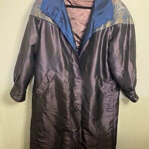 Vintage Cyclone Women’s Coat Size 10 Purple W/ Blue Floral Detachable Lining